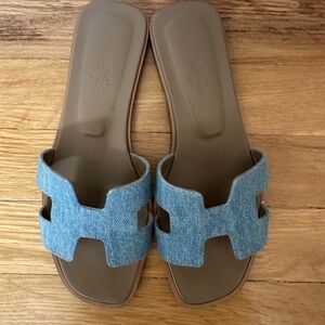 Hermes Oran Denim Sandals